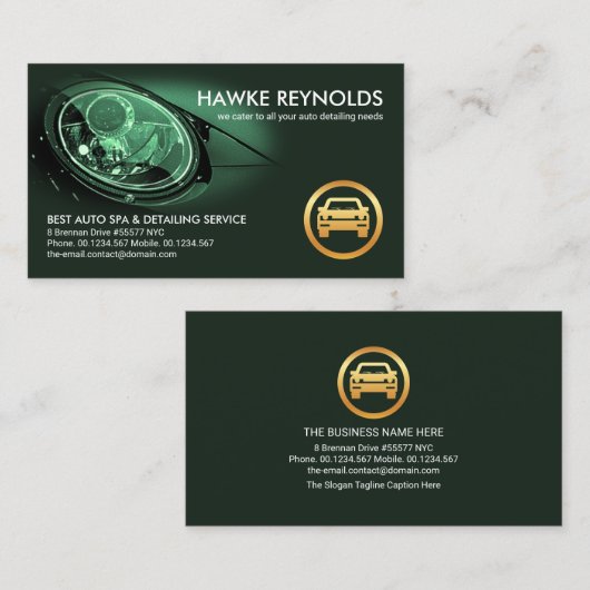 Sportkoplampen vignet Auto auto Details Visitekaartje (Voorkant / Achterkant)