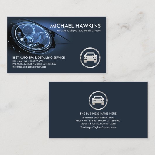 Sportkoplampen vignet automatische auto met detail visitekaartje (Voorkant / Achterkant)