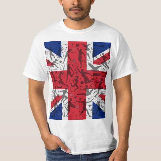 Sportliches T-Shirt mit Union Jack Flagge (Voorkant)