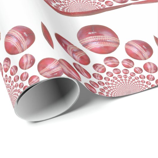 Sportliefhebber Cricket Ball Print Cadeaupapier (Rol Hoek)