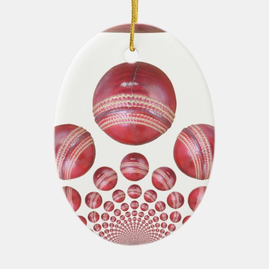 Sportliefhebber Cricket Ball Print Keramisch Ornament (Voorkant)