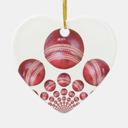 Sportliefhebber Cricket Ball Print Keramisch Ornament (Voorkant)
