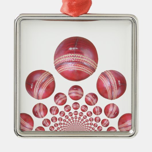 Sportliefhebber Cricket Ball Print Metalen Ornament (Voorkant)