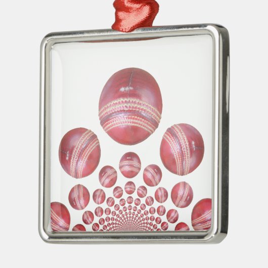 Sportliefhebber Cricket Ball Print Metalen Ornament (Links)
