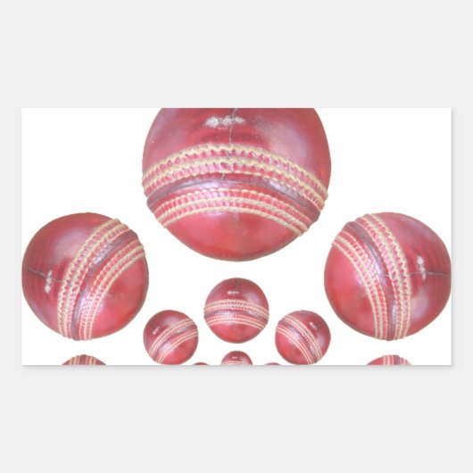 Sportliefhebber Cricket Ball Print Rechthoekige Sticker (Voorkant)