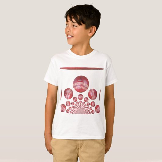 Sportliefhebber Cricket Ball Print T-shirt (Voorkant volledig)