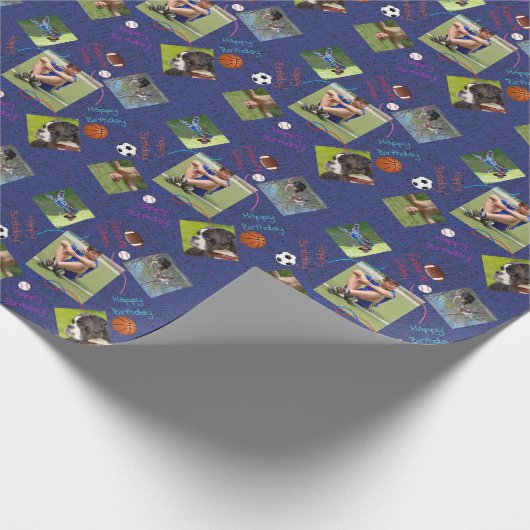 Sportliefhebber Foto Birthday Gift Wrap HAMbWG Cadeaupapier (Hoek)