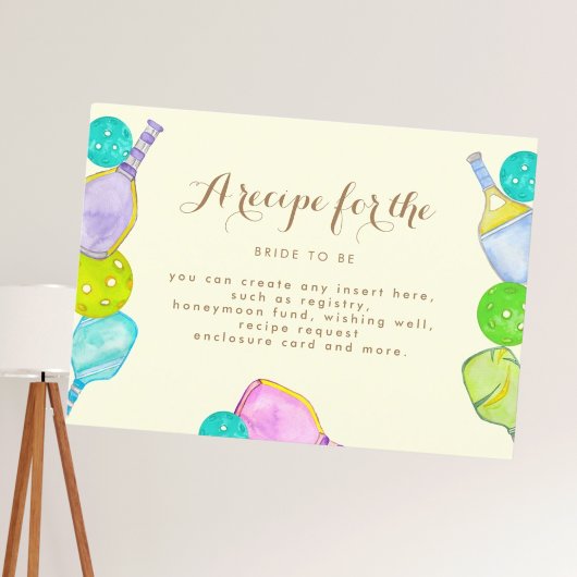 Sportliefhebber Waterverf Bruiloft met Pickleball Informatiekaartje