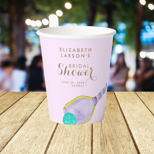 Sportliefhebber Waterverf  Bruiloft met Pickleball Papieren Bekers