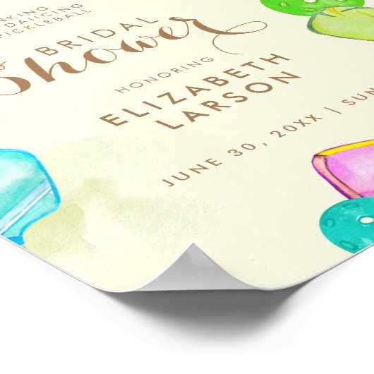 Sportliefhebber Waterverf  Pickleball Bruids- Poster (Hoek)