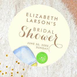 Sportliefhebber Waterverf Pickleball Bruids- Ronde Sticker