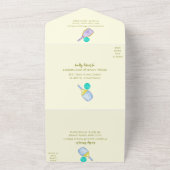 Sportliefhebber Waterverf Pickleball thema bruilof All In One Uitnodiging (Buitenkant)