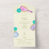 Sportliefhebber Waterverf Pickleball thema bruilof All In One Uitnodiging (Binnen)