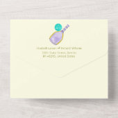 Sportliefhebber Waterverf Pickleball thema bruilof All In One Uitnodiging (Achterkant)