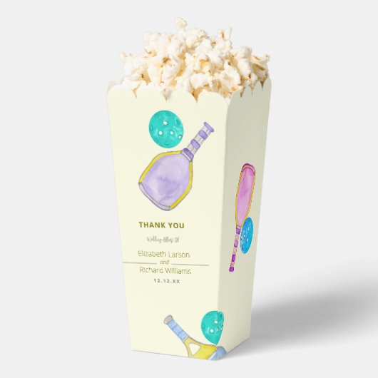 Sportliefhebber Waterverf Pickleball thema bruilof Bedankdoosjes (Popped)