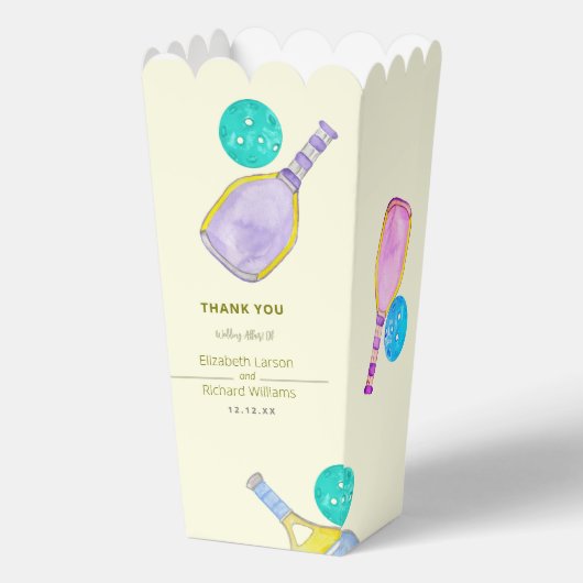 Sportliefhebber Waterverf Pickleball thema bruilof Bedankdoosjes (Voorkant)