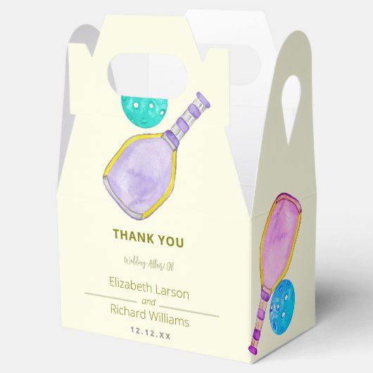 Sportliefhebber Waterverf Pickleball thema bruilof Bedankdoosjes (Geopend)