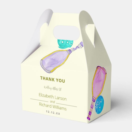 Sportliefhebber Waterverf Pickleball thema bruilof Bedankdoosjes (Voorkant Zijde)