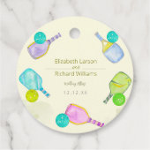 Sportliefhebber Waterverf Pickleball thema bruilof Bedankjes Labels (Achterkant)