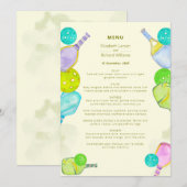 Sportliefhebber Waterverf Pickleball thema bruilof Menu (Voorkant / Achterkant)