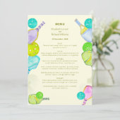 Sportliefhebber Waterverf Pickleball thema bruilof Menu (Staand voorkant)