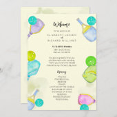 Sportliefhebber Waterverf Pickleball thema bruilof Programmakaart (Voorkant / Achterkant)