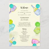 Sportliefhebber Waterverf Pickleball thema bruilof Programmakaart (Voorkant)