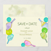 Sportliefhebber Waterverf Pickleball thema bruilof Save The Date (Voorkant / Achterkant)