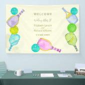 Sportliefhebber Waterverf Pickleball thema bruilof Spandoek (Beurs)