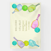 Sportliefhebber Waterverf Pickleball thema bruilof Spandoek