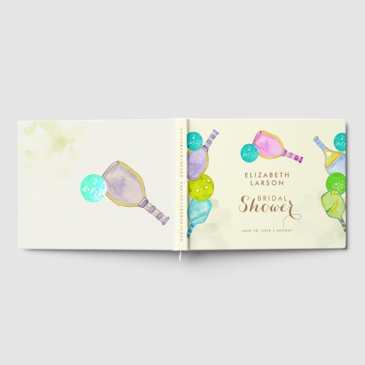Sportliefhebber Waterverf Pickleball Theme Bridal Gastenboek (Volledig)