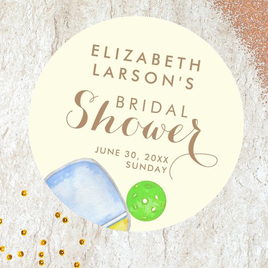 Sportliefhebber Waterverf Pickleball Theme Bridal Ronde Sticker