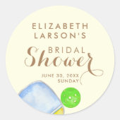 Sportliefhebber Waterverf Pickleball Theme Bridal Ronde Sticker (Voorkant)