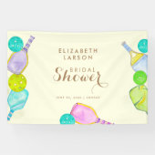 Sportliefhebber Waterverf Pickleball Theme Bridal Spandoek (Horizontaal)