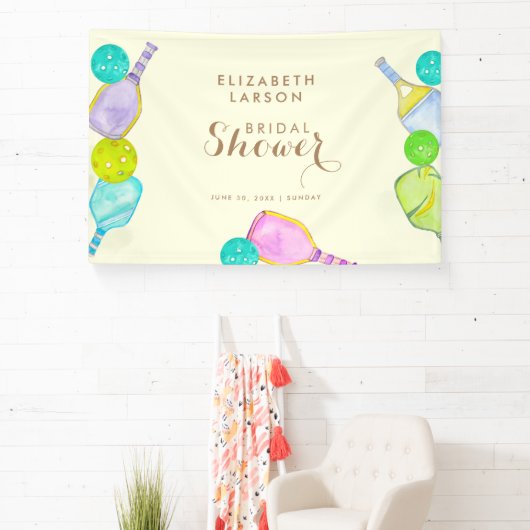 Sportliefhebber Waterverf Pickleball Theme Bridal Spandoek (Insitu)