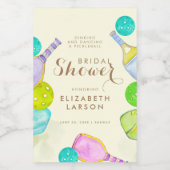 Sportliefhebber Waterverf Pickleball Theme Bridal Voedselcontainer Etiket (Enkel label)