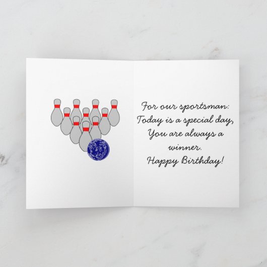 Sportman Bowling Verjaardag Kaart (Binnen)