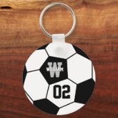 Sportmonogram zwart-wit Voetbal Sleutelhanger (Voorkant)