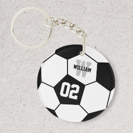Sportmonogram zwart-wit Voetbal Sleutelhanger