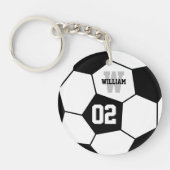 Sportmonogram zwart-wit Voetbal Sleutelhanger (Voorkant)