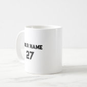 Sportnaam en -nummer gepersonaliseerd koffiemok (Voorkant links)