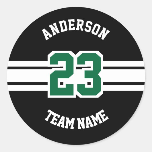 Sportnaam, Team en Nummer Design Ronde Sticker (Voorkant)