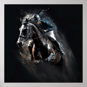 Sportpaarden, Abstracte kleuren, Art Print Wall