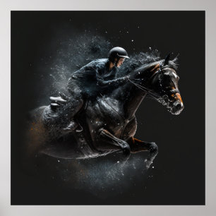 Sportpaarden, Abstracte kleuren, Art Print Wall