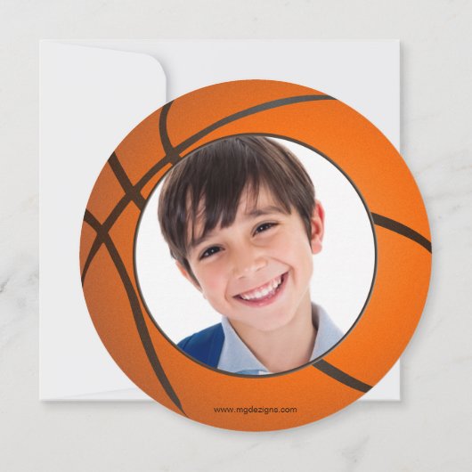 Sportpartij Basketball-themafoto Uitnodiging (Achterkant)