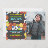 Sportpartij Birthday-uitnodigingen met foto Kaart (Voorkant)