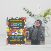 Sportpartij Birthday-uitnodigingen met foto Kaart (Staand voorkant)