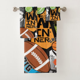 Sportpatroon met ballen bad handdoek