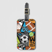 Sportpatroon met ballen bagagelabel (Voorkant (verticaal))