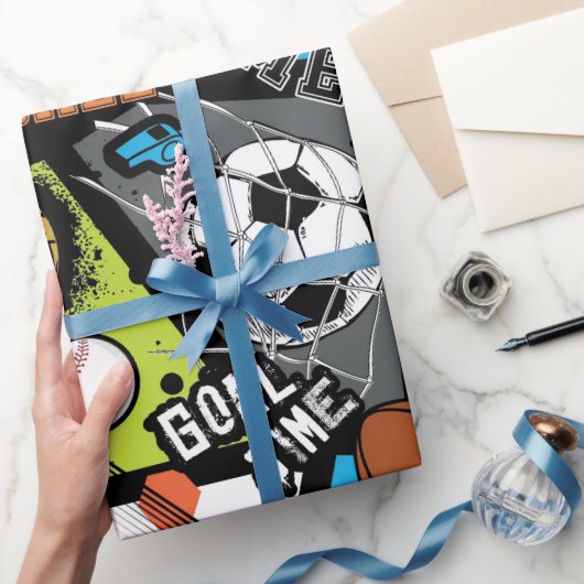 Sportpatroon met ballen cadeaupapier (Geschenken)